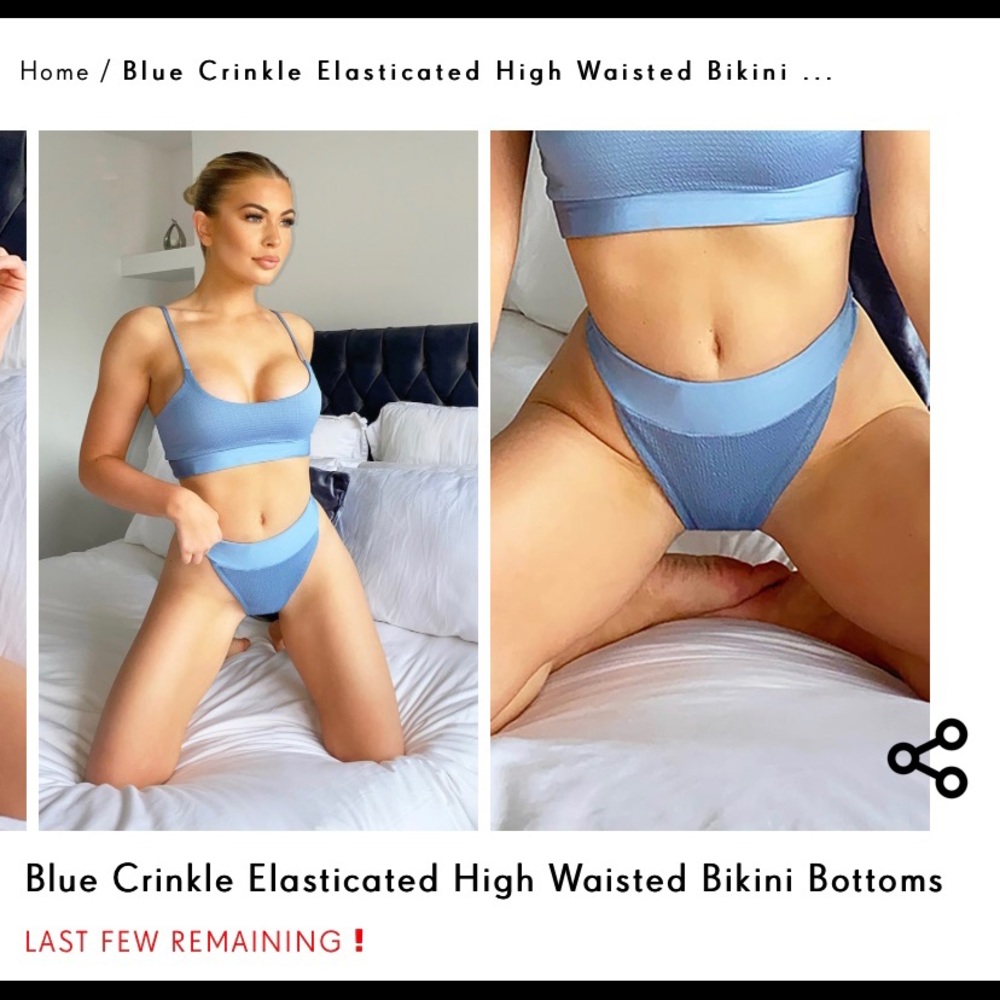 Blue high waisted bikini bottom
